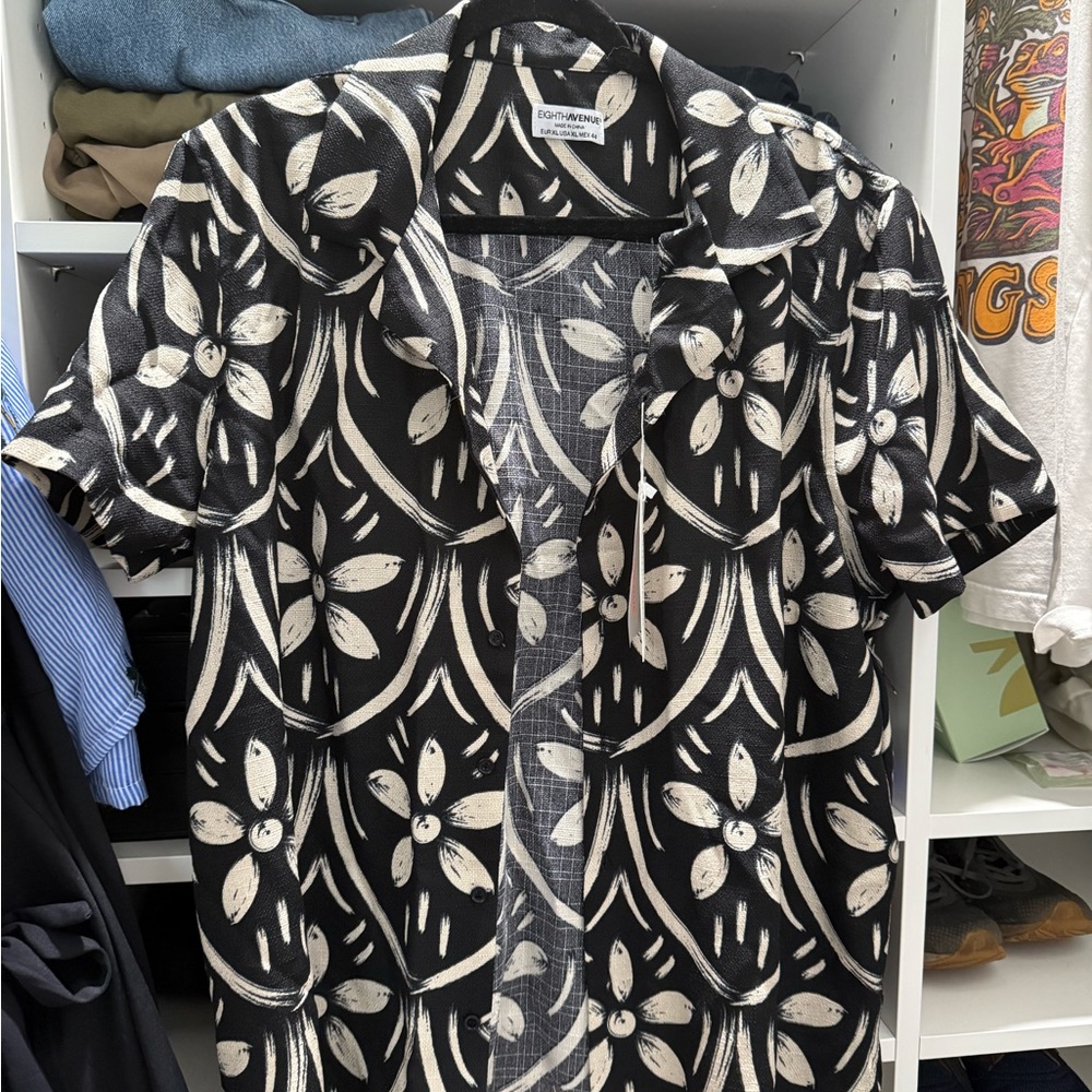 Black and White Patterned Men's Shirt